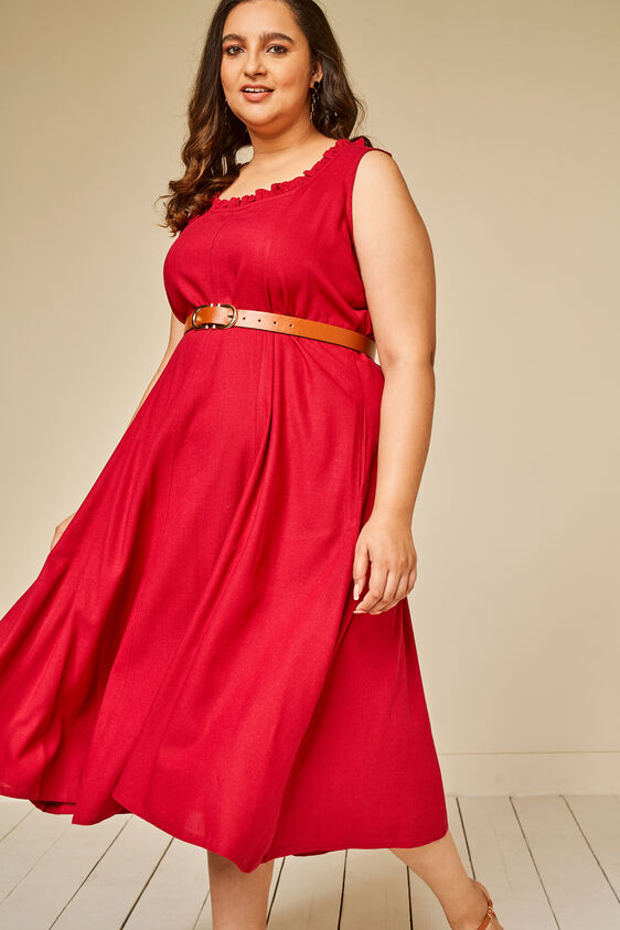 Red Solid Straight Dress, Red, image 9